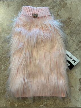 Fabdog Faux Fur Pink Dog Sweater - Soft Blush soft chic posh NEW
